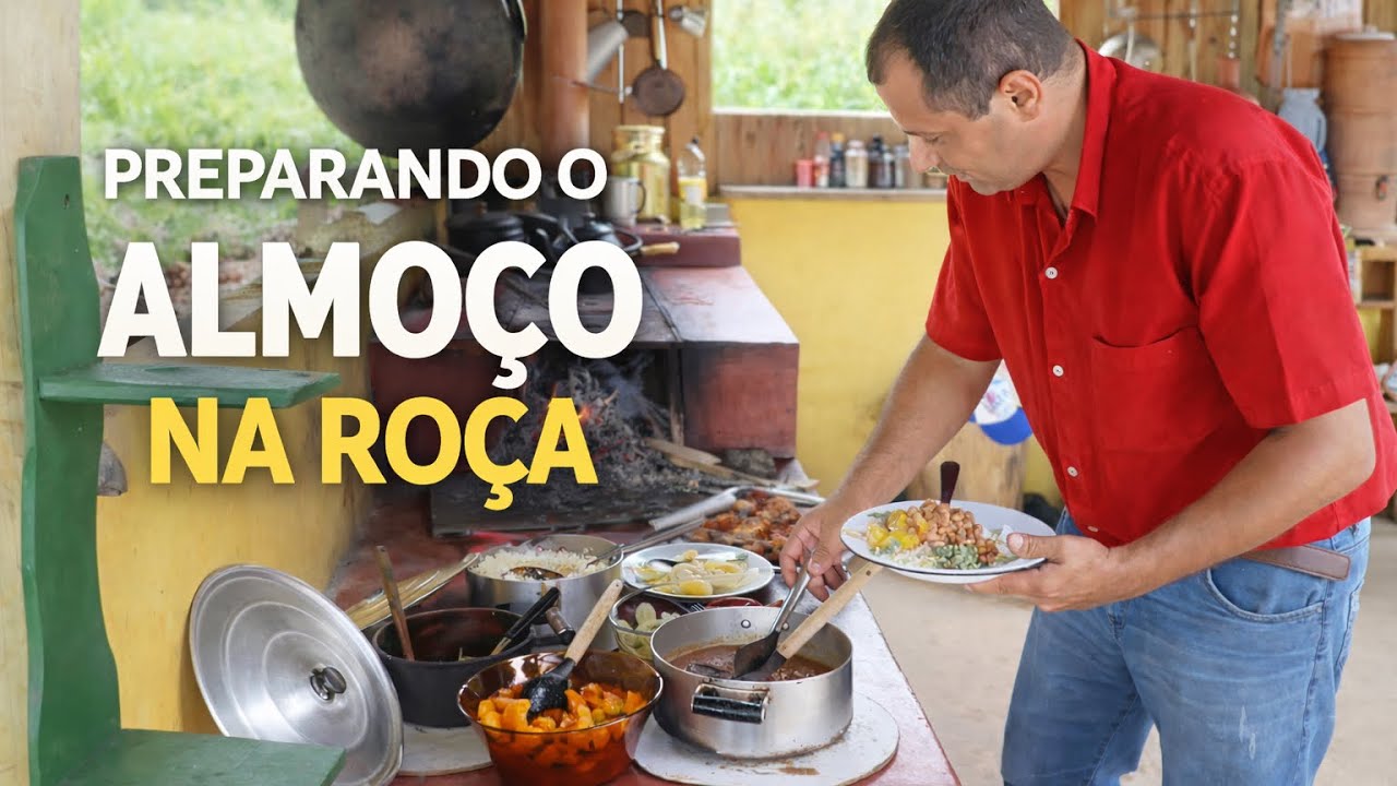 UM INSCRITO VEIO CONHECER NOSSA ROÇA… E OLHA O ALMOÇO DE DOMINGO QUE PREPARAMOS NO FOGÃO A LENHA.🍽️🌾