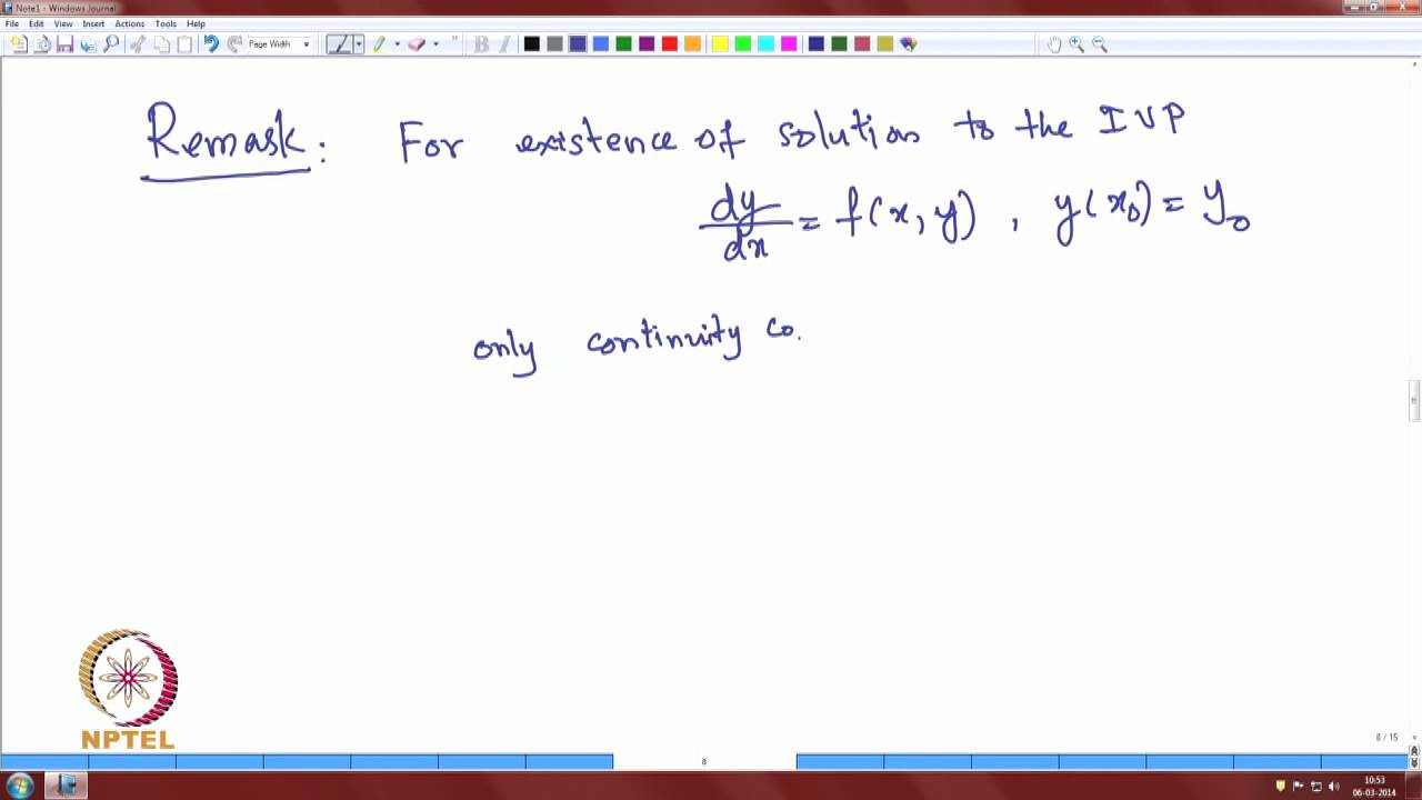 Mod-04 Lec-19 Picard's Existence and Uniqueness Continued