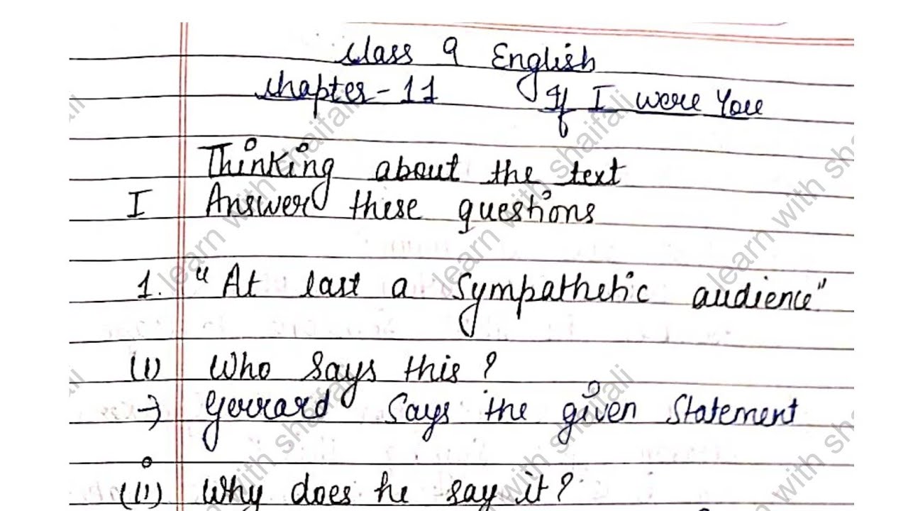 If I Were you Class 9 question answers Class 9 English chapter 11