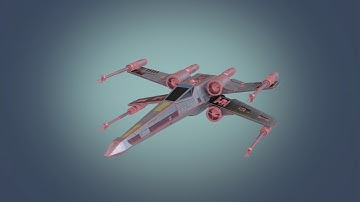 X Wing Fighter WireFrame 3d Model Demo