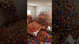 Cool Living Room Filled With Balls 😍 3D Simulation Satisfying Ball #3danimation#shorts