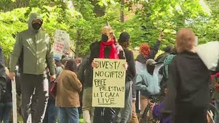 Gaza protesters march, camp at Portland State University