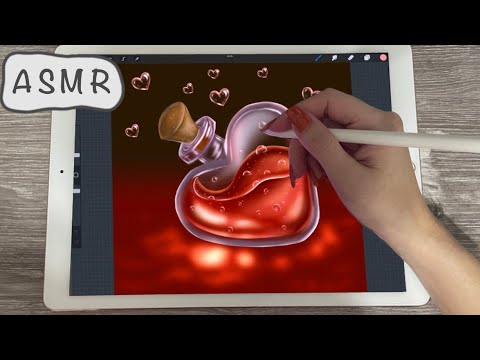 😴 iPad ASMR - Painting a potion glass - Pure Whispering - Writing Sounds