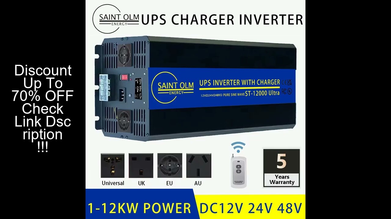 12KW 10KW UPS Inverter Charger Pure Sine Wave Solar Inverter DC12/24/48V To AC 220V/230V110V/120V,Fo
