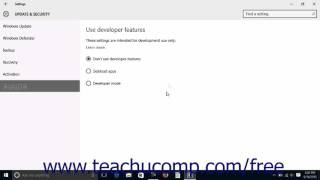 Windows 10 Tutorial Developer Settings Microsoft Training
