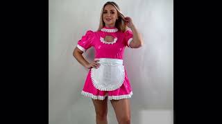 Lockable Sissy French Maid Dress Shiny PVC Maid uniform 7598  #maid #pvc#sissymaid#lockable