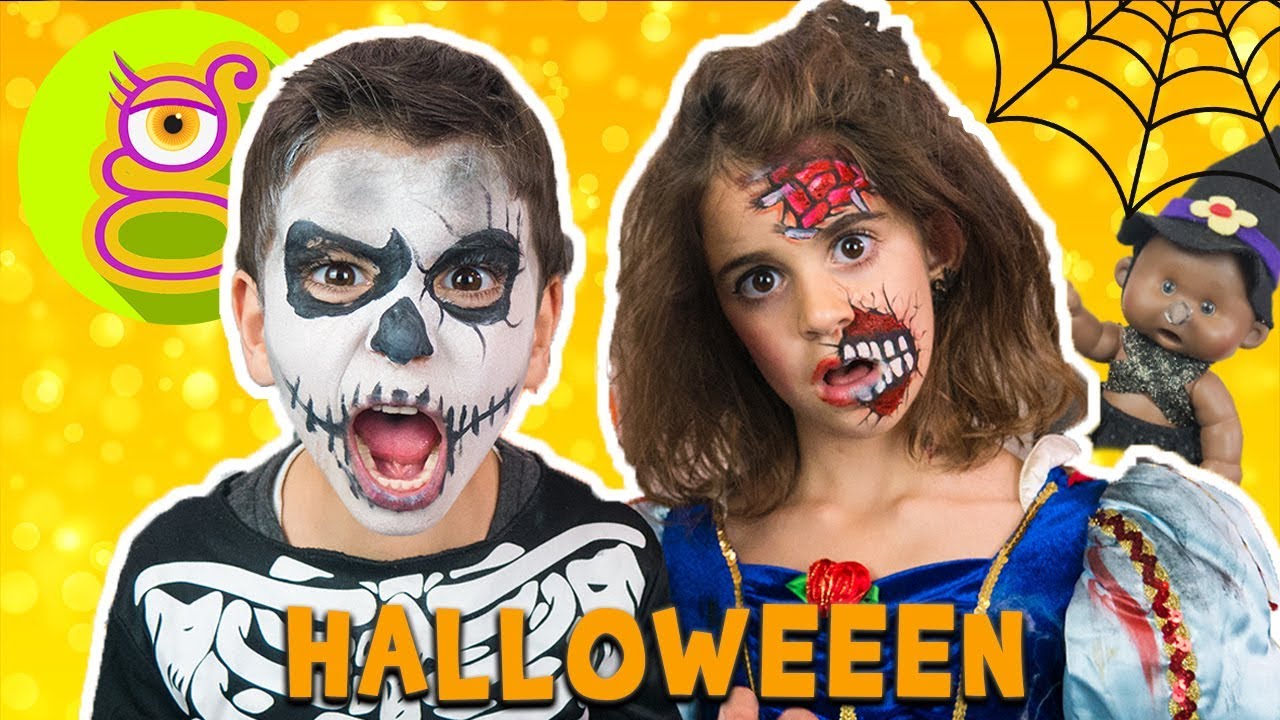 🎃 Somos ZOMBIES en Halloween 👻 MAQUILLAJE terrorífico de HALLOWEEN - Lara y Nico son Zombies
