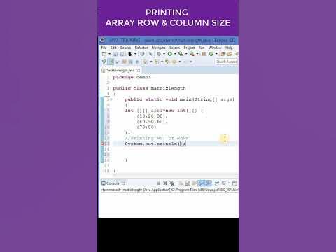 Java|Printing Array Row and Column Size - YouTube