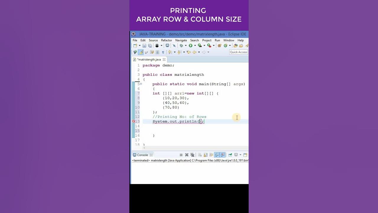 Java|Printing Array Row and Column Size - YouTube