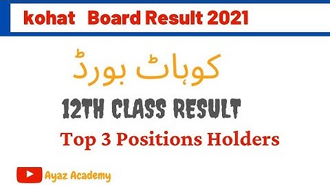 12th Class Result Kohat Board 2021 | Top 3 Position Holders