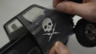 How to Attach Water-Based Stickers to Your RC Car | Skull Decal on FCX18S K10 Stuntman Mod