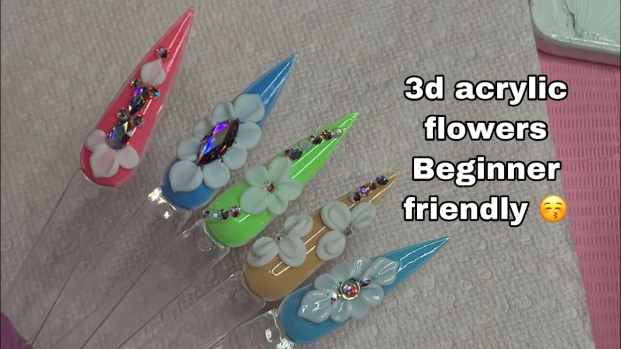 3d acrylic flowers + acrylic beads for flowers ( beginner friendly)