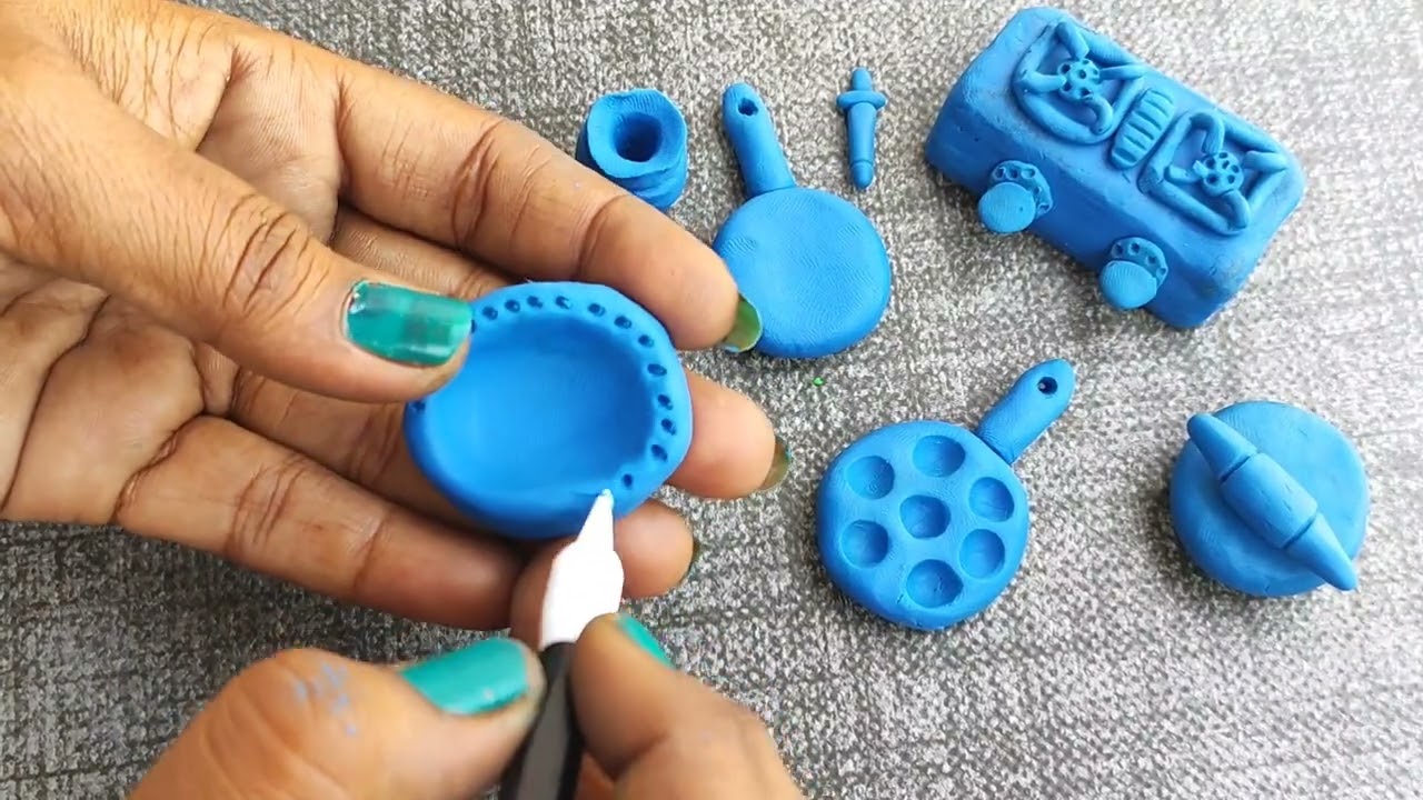 Polymer Clay Kitchen Items Making 🍳 | Miniature Cooking Set DIY | Clay Art Telugu 