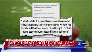 Huguenot, Thomas Jefferson High School football game canceled after ‘violent threat’
