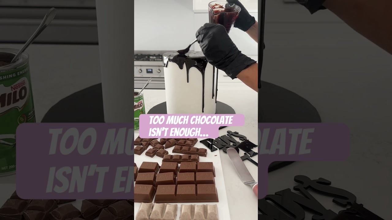 Silky smooth choc drip before the decorations 