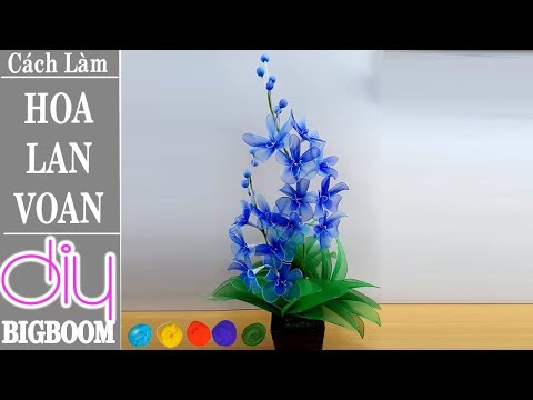 Video Hướng dẫn cách tự làm 1 Bình Hoa Lan bằng vải voan đơn... - youtube