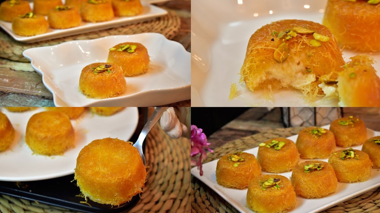 كب كيك الكنافه بحشوة القشطه Kunafa Cupcakes with cream