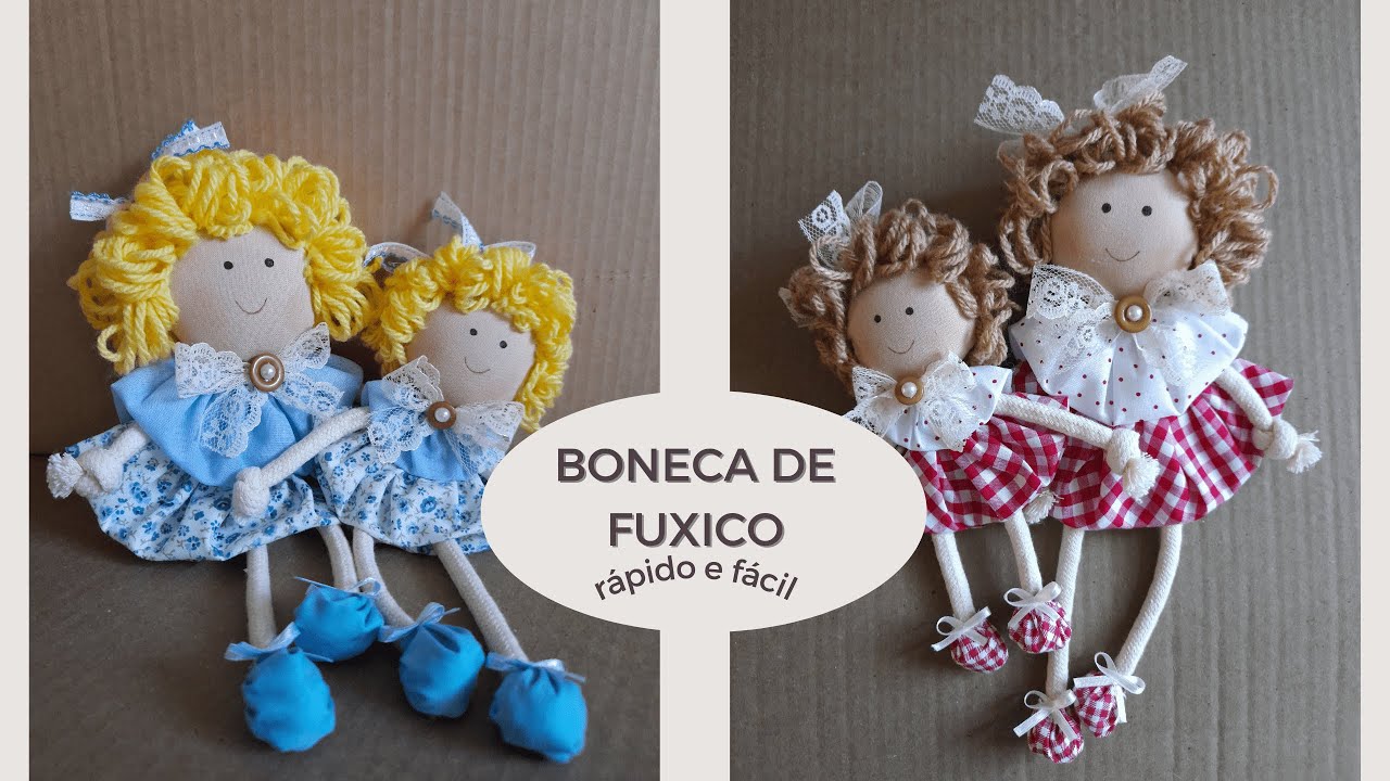 Boneca mãe e filha feita de fuxico para o dia das mães.