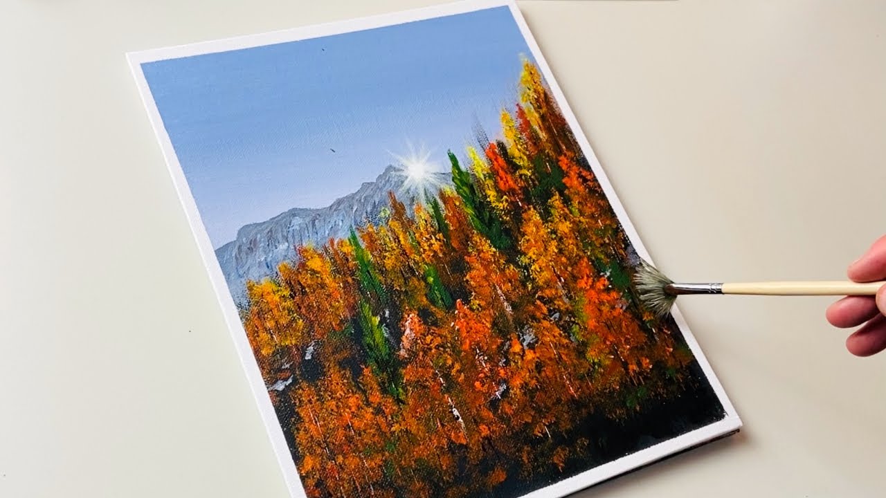 Autumn Forest Landscape / Acrylic Painting for Beginners / Step by Step ...