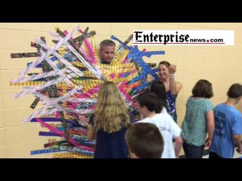 LaLiberte Elementary School in Raynham principal Dennis Bray gets duct to wall by students