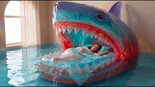 Which Insane Bed Would You Choose? Scariest Bed Designs You Have To See! 🦈💙 | AI ASMR | 4K screenshot 4