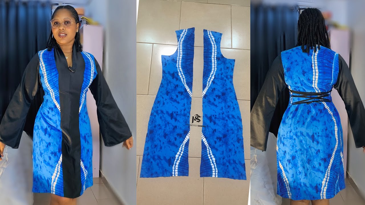 How to Make a simple BuildUp Neckline Shift Dress with Bell Sleeves | how to sew a gown