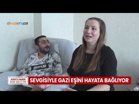 Yatağa bağımlı gazi eşini, sevgisiyle hayata bağlıyor