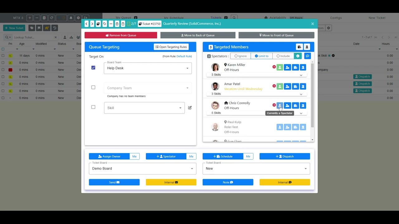 MTX Ticket Queue for Managers