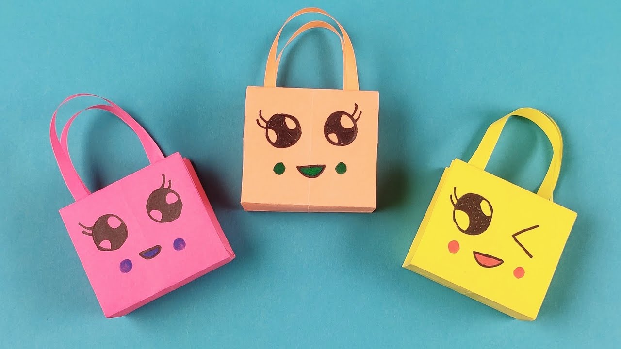 DIY Paper Bag with Handles / School Hacks / How To Make Origami Paper Gift  Bags / cute paper crafts