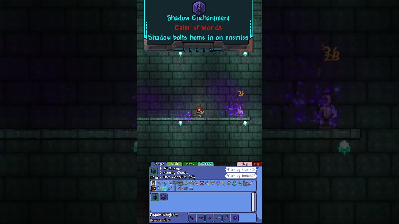Shadow Enchantment in Action Fargo's Soul mod Terraria shorts YouTube