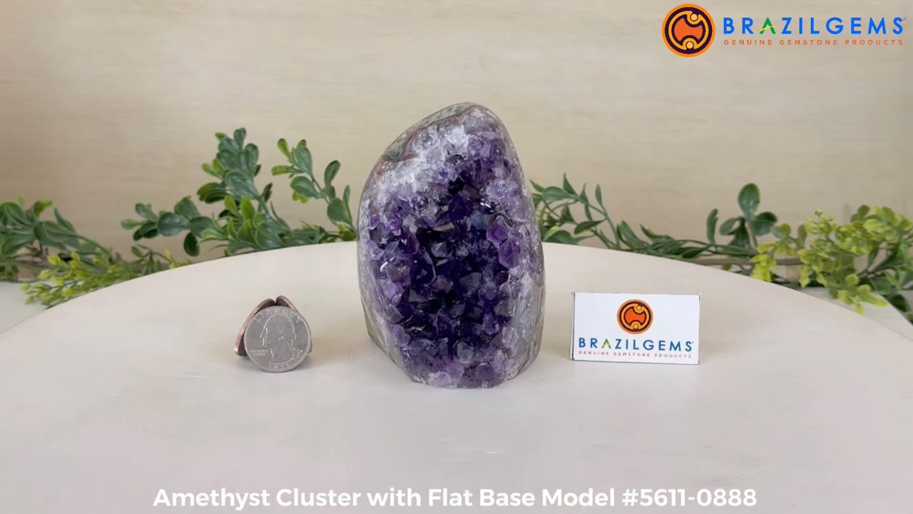 Model # 5611-0888 Amethyst Cluster with Flat Base by BrazilGems.com 🏷 FOR SALE🛍🛒Shop Now 