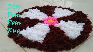 DIY-HOW TO MAKE POM POM DOOR MAT | DIY POM POM FLOWERS | พรมเช็ดเท้า Flowers ง่ายๆ