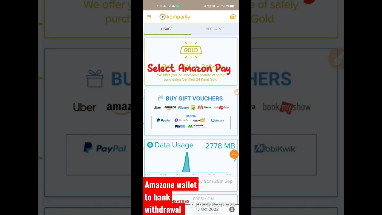 Amazon pay balance to Bank account withdrawal | komparify gold sell | full video description 👇