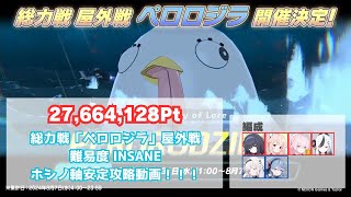 【ブルアカ】楽ちん攻略動画   INSANE 「ペロロジラ」屋外戦 安定攻略 27,664,128Pt【2024年7月 総力戦】
