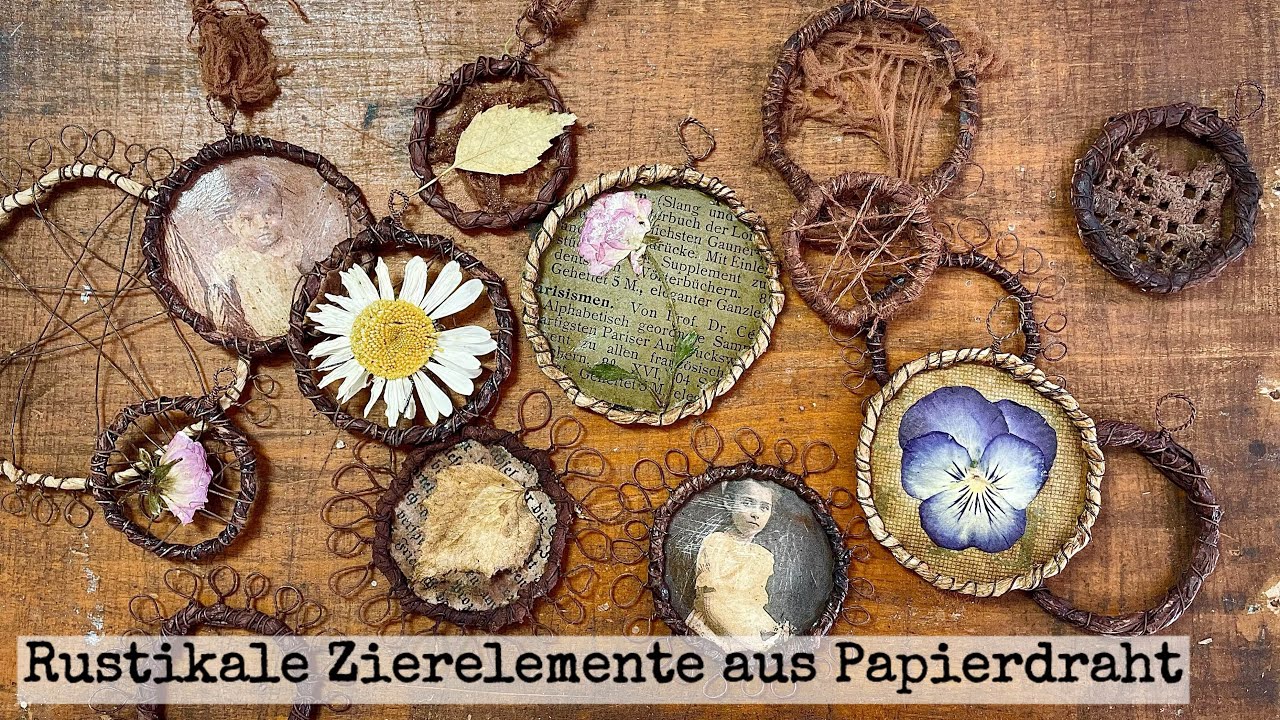 Ephemera: Rustikale Anhänger aus Papierdraht 
