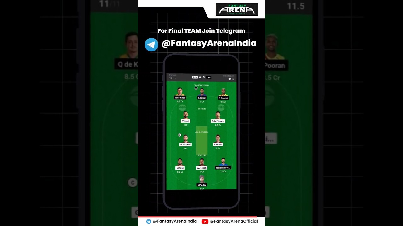 RCB vs LSG in 60 seconds | RCB v LKN Dream11 Prediction | RCBvsLKN Dream11 Team|RCBvLSG Dream11 Team