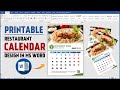 Printable Restaurant Calendar Design in Microsoft Word !