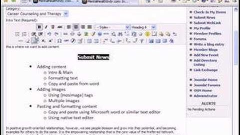 Adding and Formatting Joomla Content