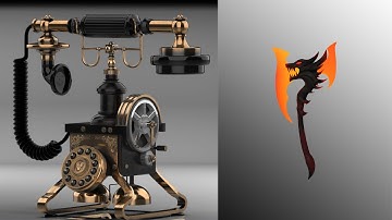 Axe&Telephone hard surface | 3D Modeling and Texturing | #Autodeskmaya #Substance #Keyshot |