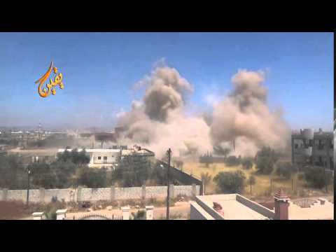 شام سقوط أربعة براميل متفجرة على بلدة أم ولد بريف درعا 11 6 2015