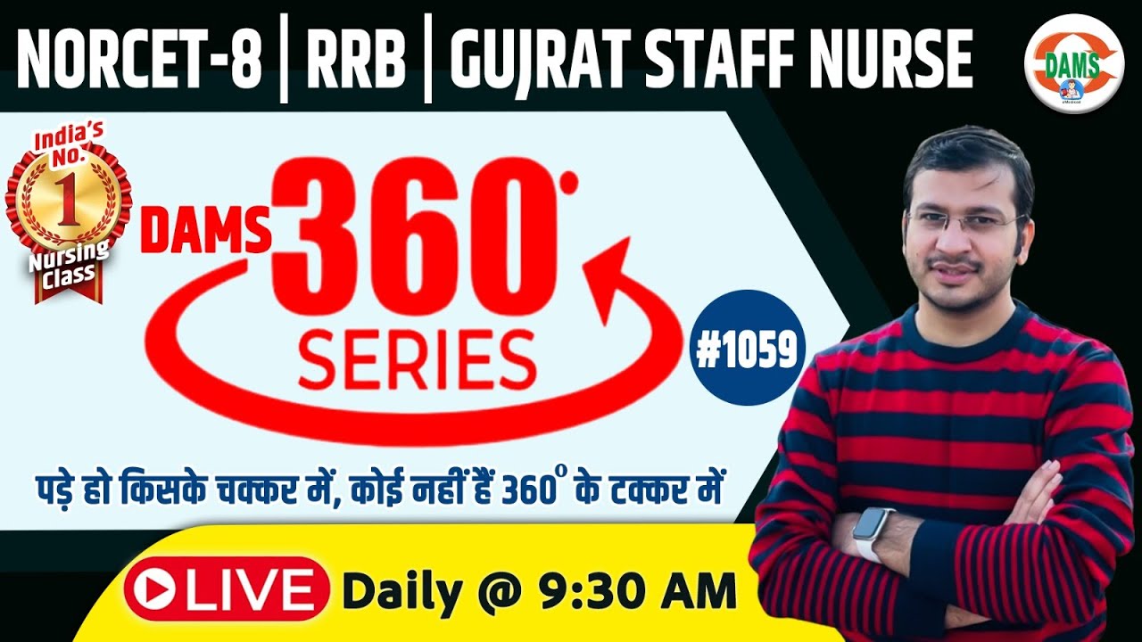 360 Degree Series 🔥| 360 Degree Most Imp MCQs #1059 | NORCET & All Nursing Exam | Siddharth Sir