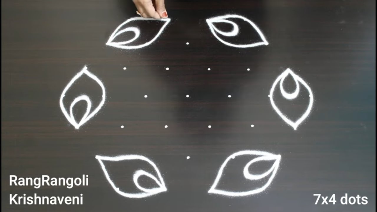 Krishnashtami Muggulu🌺7x4 dots Krishna Jayanthi Kolam🌺Gokulashtami Rangoli🌺RangRangoli Krishnaveni