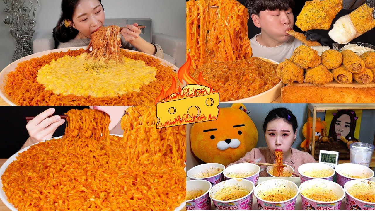 Mind Blowing Amount Of SPICY BULDAK CARBO FIRE NOODLES Eat By Mukbangers!🙀🤯😵