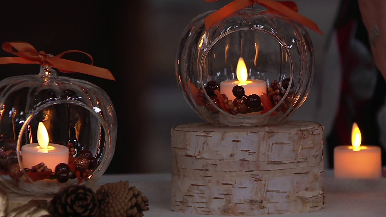 Luminara S/3 Harvest Blown Glass Ornaments with Flameless Tealight