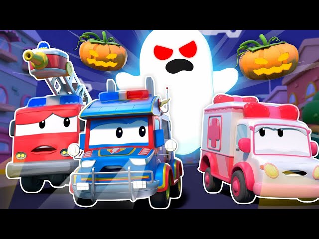 Halloween Special! RESCUE SQUAD solves the spooky MYSTERY! | Rescue Cars & Trucks class=