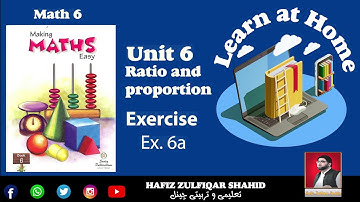 Grade 6 | MAKING MATHS EASY 6 | Unit 6   Ratio and proportion  Ex  6a