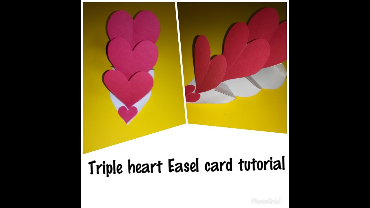 TRIPLE HEART EASEL CARD TUTORIAL ||Supervising shell || 