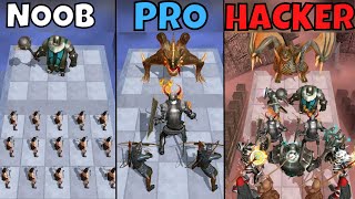 NOOB vs PRO vs HACKER in Merge Master: Elden Warrior screenshot 4