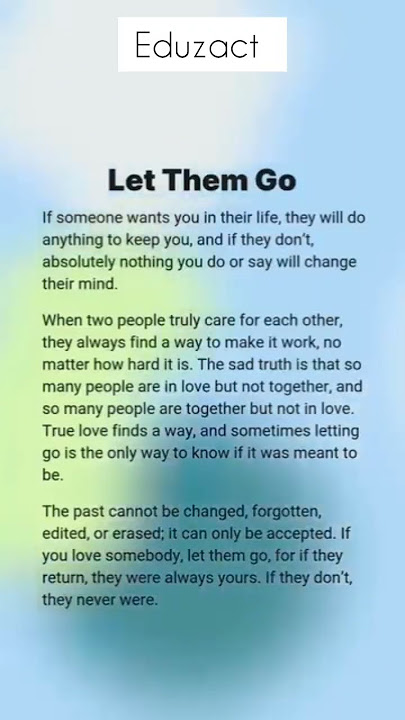 Let Them Go 💔 Sometimes Love Means Letting Go | #EduZact #EmotionalWisdom #LettingGo