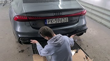 AUDI A7 C8 2018 55 TFSI with RS EXHAUST installation  DIFFUSER from AUDI S7 painted GLOSSY BLACK
